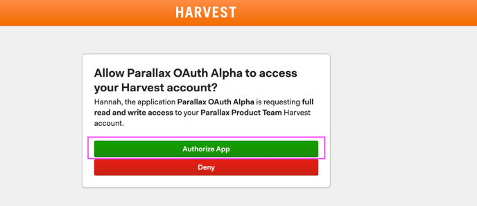 Harvest Authorization Page